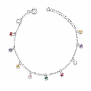 Pulsera Multicolor de Plata de Ley