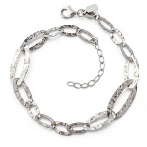 Pulsera rodio martilleada