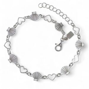 Pulsera concha corazones
