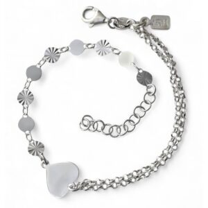 Pulsera doble chapitas corazón